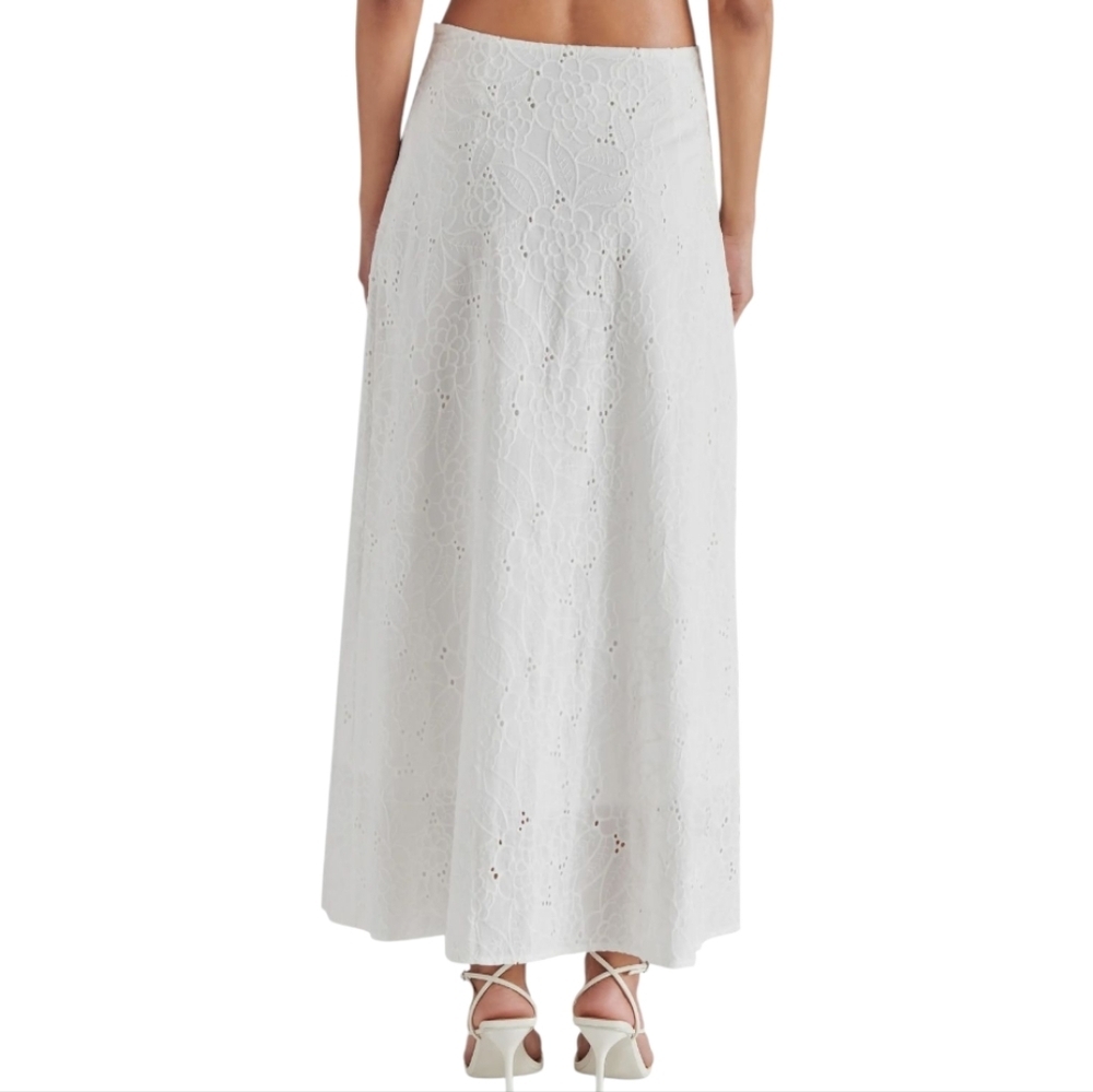 Steve Madden Amalia Eyelet Embroidered Cotton Maxi Skirt, Small - Picture 3 of 7